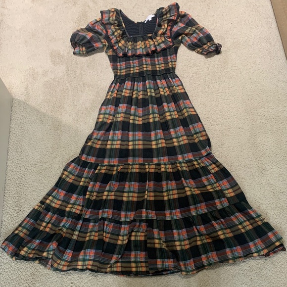 Ivy City Co Dresses & Skirts - Girls' Plaid Ruffle Maxi Dress - Black Multicolor